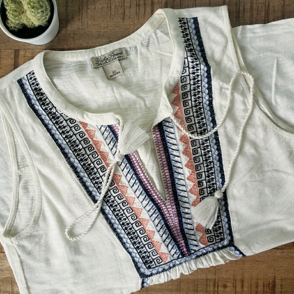 Lucky Brand Knit Embroidered Tassle Tank - Picture 1 of 1